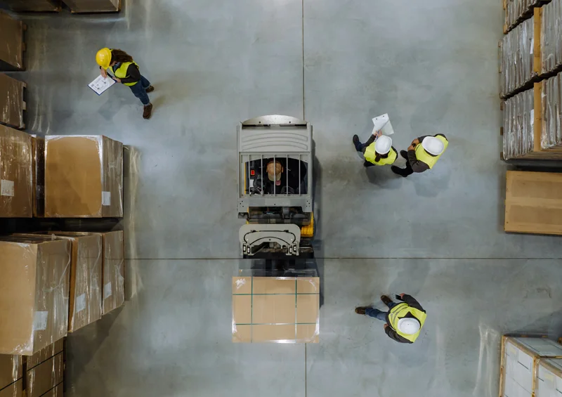 Distribution – forklift in a modern warehouse